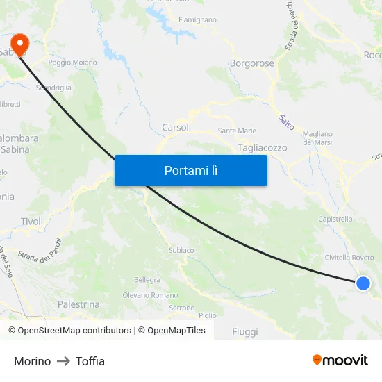 Morino to Toffia map