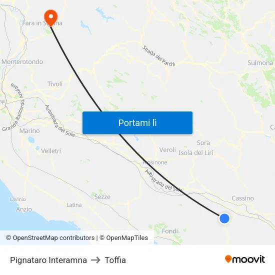 Pignataro Interamna to Toffia map