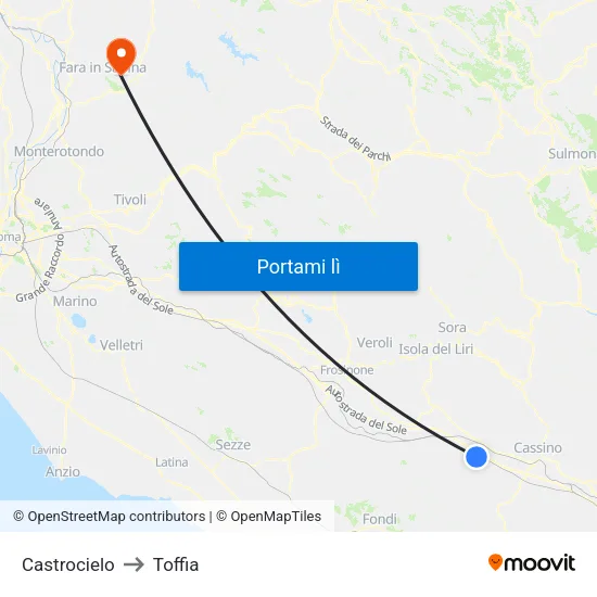 Castrocielo to Toffia map