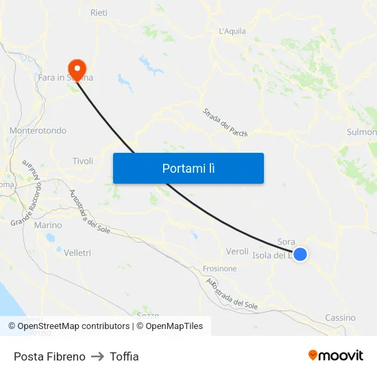 Posta Fibreno to Toffia map