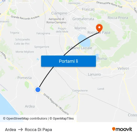 Ardea to Rocca Di Papa map