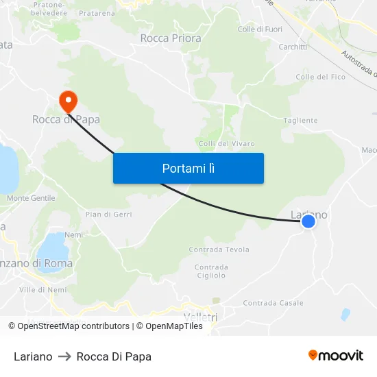 Lariano to Rocca Di Papa map