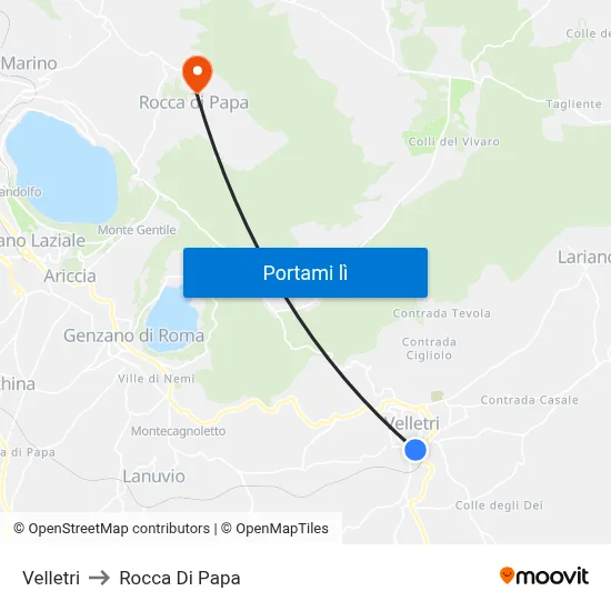 Velletri to Rocca Di Papa map