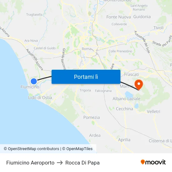 Fiumicino Aeroporto to Rocca Di Papa map