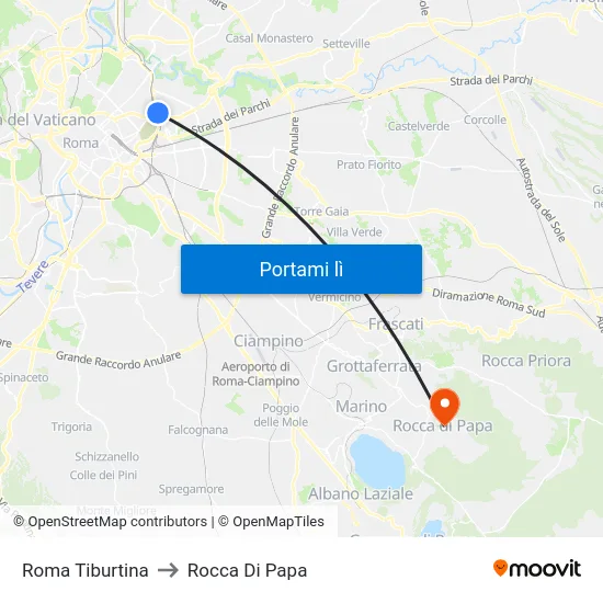 Roma Tiburtina to Rocca Di Papa map