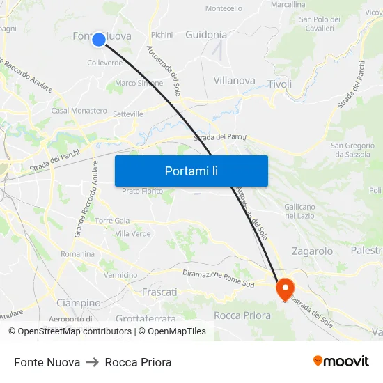 Fonte Nuova to Rocca Priora map