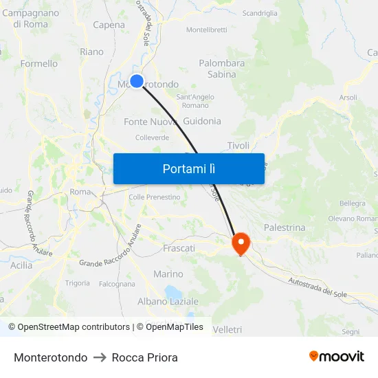 Monterotondo to Rocca Priora map