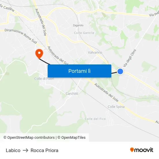 Labico to Rocca Priora map