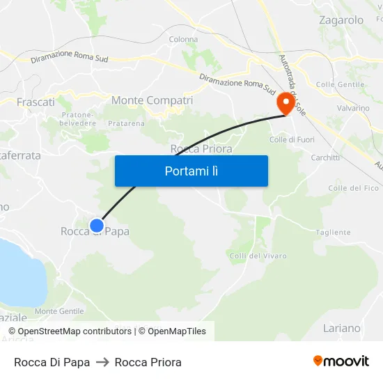 Rocca Di Papa to Rocca Priora map