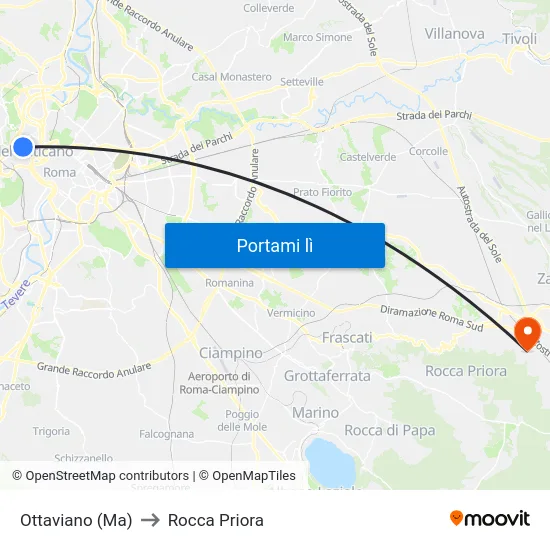 Ottaviano (Ma) to Rocca Priora map