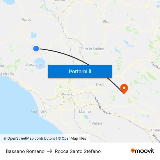 Bassano Romano to Rocca Santo Stefano map
