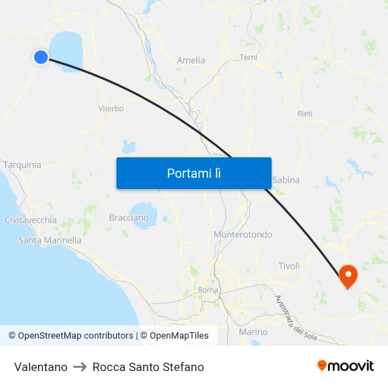 Valentano to Rocca Santo Stefano map
