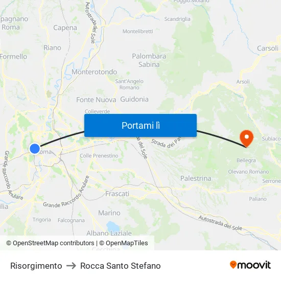 Risorgimento to Rocca Santo Stefano map