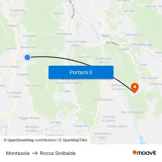 Montasola to Rocca Sinibalda map