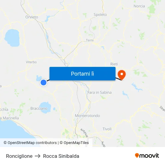Ronciglione to Rocca Sinibalda map