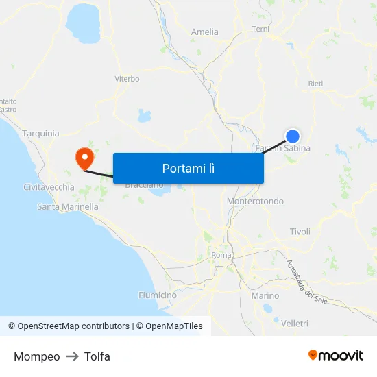 Mompeo to Tolfa map