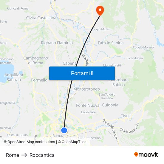 Rome to Roccantica map
