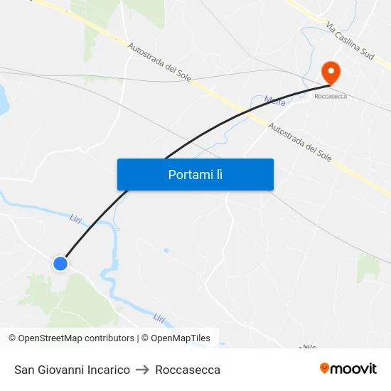 San Giovanni Incarico to Roccasecca map