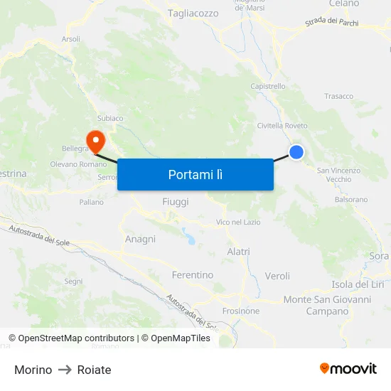 Morino to Roiate map