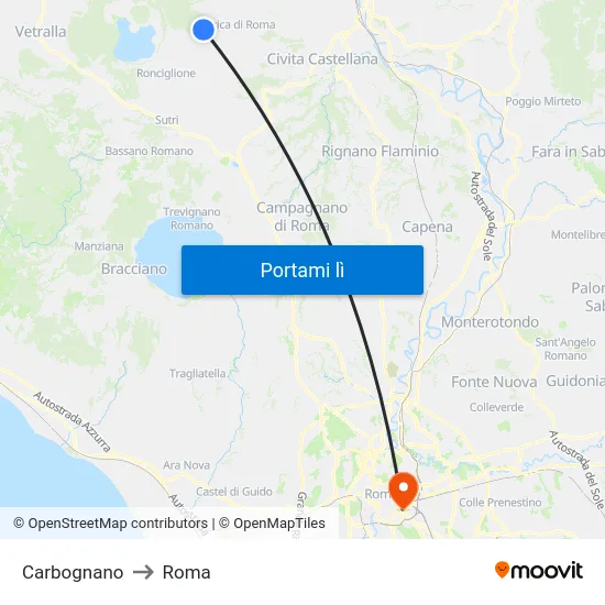Carbognano to Roma map