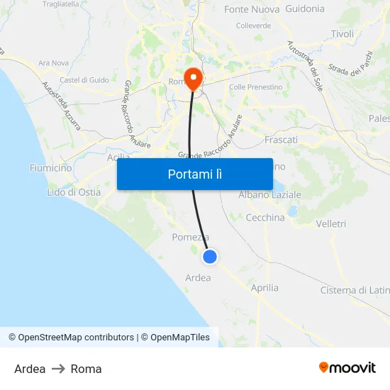 Ardea to Roma map