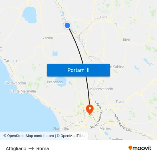 Attigliano to Roma map
