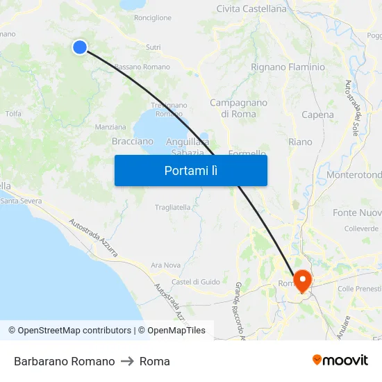 Barbarano Romano to Roma map