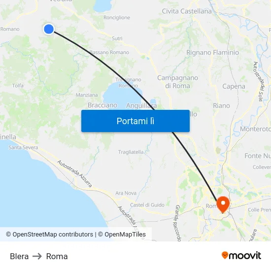 Blera to Roma map