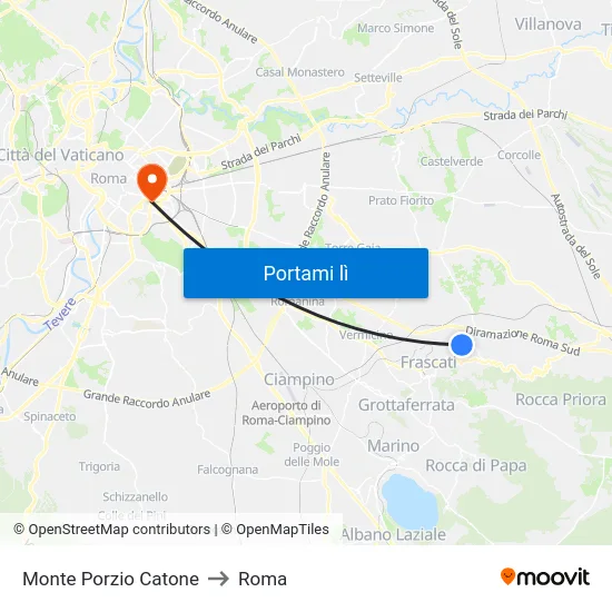 Monte Porzio Catone to Roma map