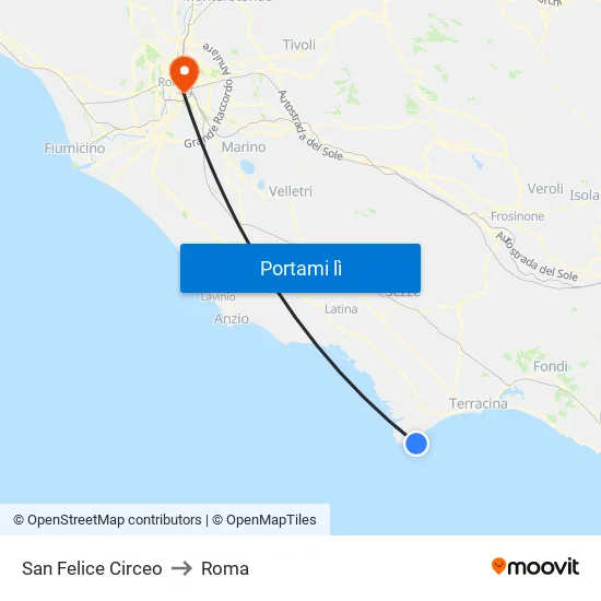 San Felice Circeo to Roma map