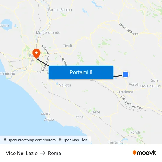 Vico Nel Lazio to Roma map