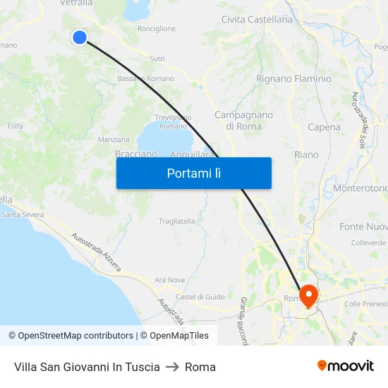 Villa San Giovanni In Tuscia to Roma map