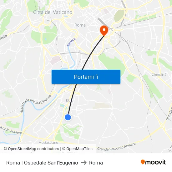 Roma | Ospedale Sant'Eugenio to Roma map