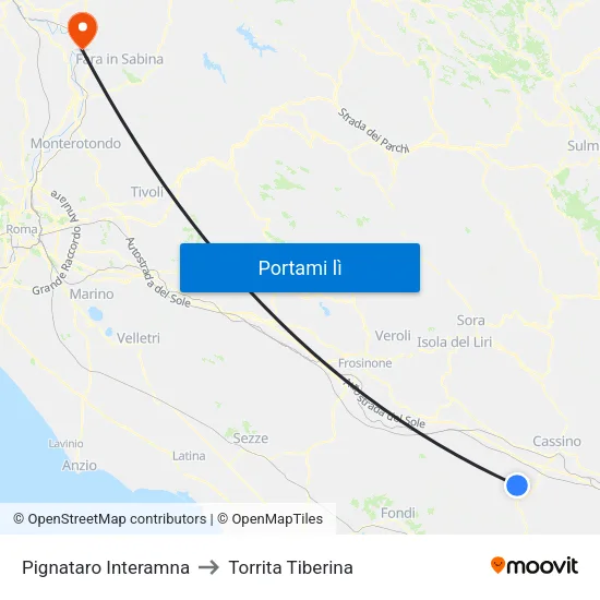 Pignataro Interamna to Torrita Tiberina map