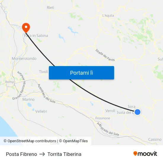 Posta Fibreno to Torrita Tiberina map