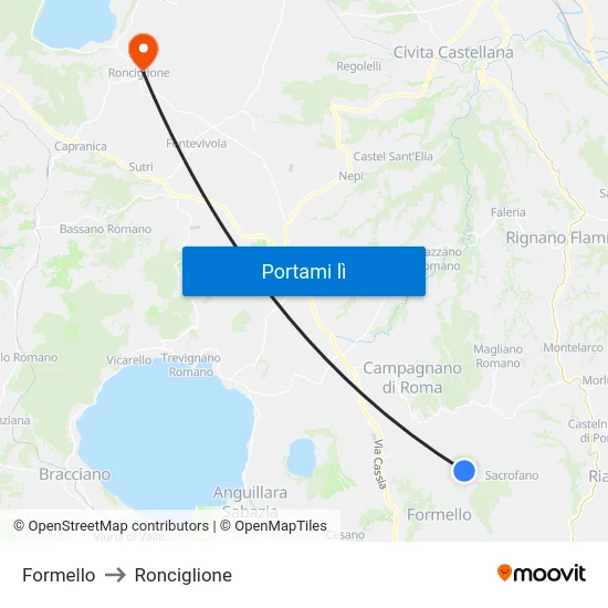 Formello to Ronciglione map