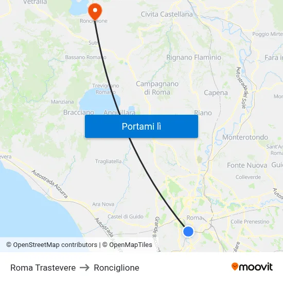 Roma Trastevere to Ronciglione map