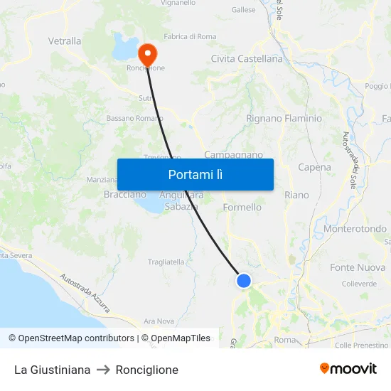La Giustiniana to Ronciglione map