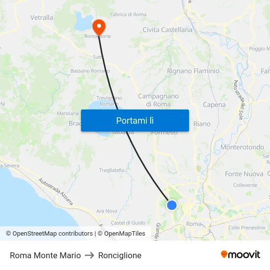 Roma Monte Mario to Ronciglione map