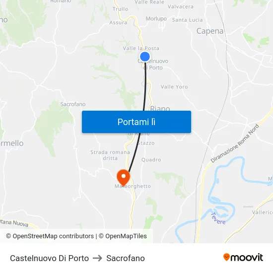 Castelnuovo Di Porto to Sacrofano map