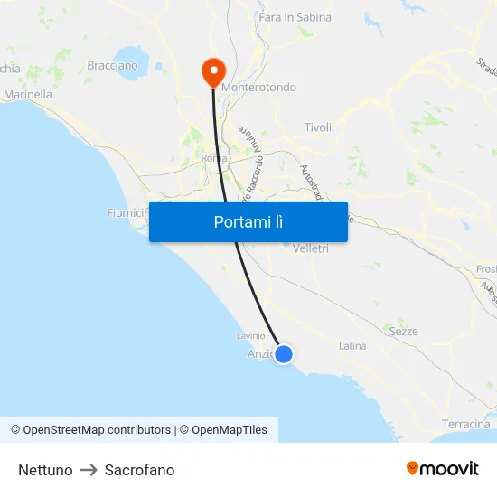 Nettuno to Sacrofano map