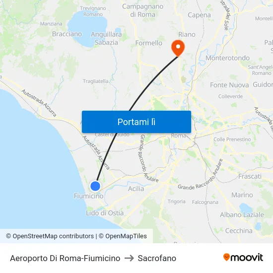 Aeroporto Di Roma-Fiumicino to Sacrofano map