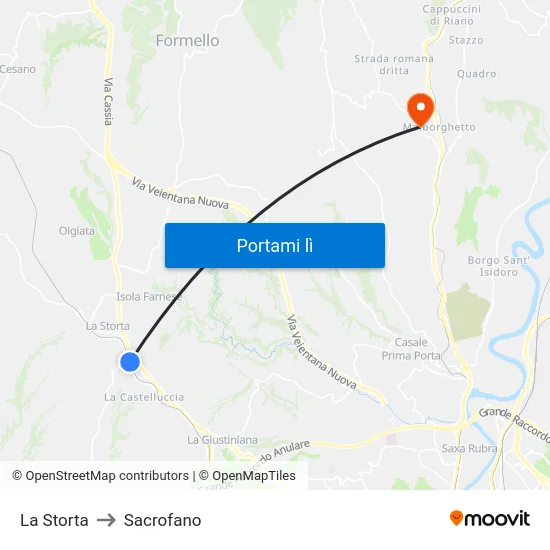 La Storta to Sacrofano map