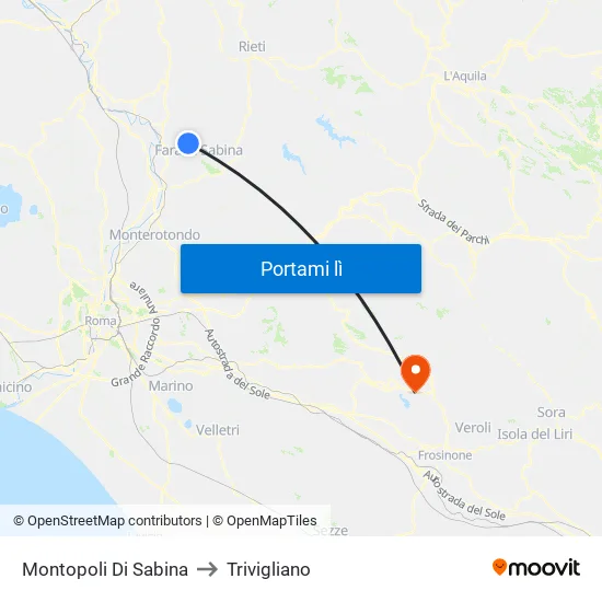 Montopoli Di Sabina to Trivigliano map