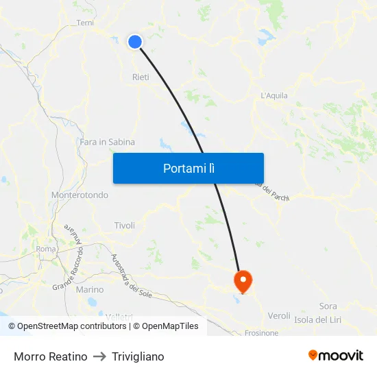Morro Reatino to Trivigliano map