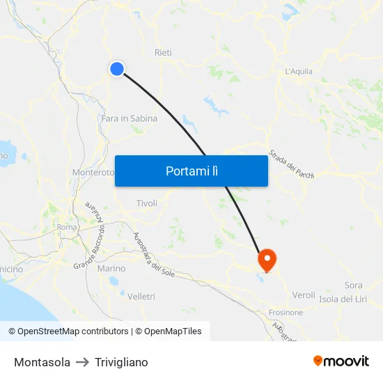 Montasola to Trivigliano map