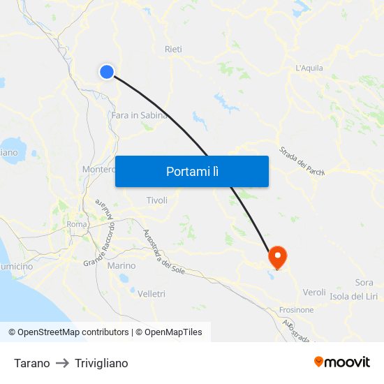 Tarano to Trivigliano map