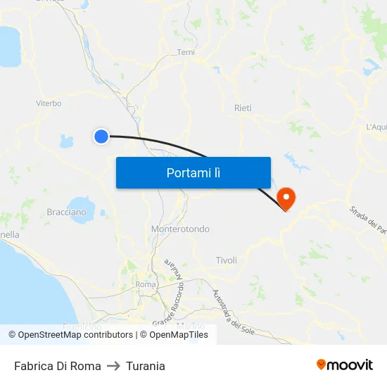 Fabrica Di Roma to Turania map