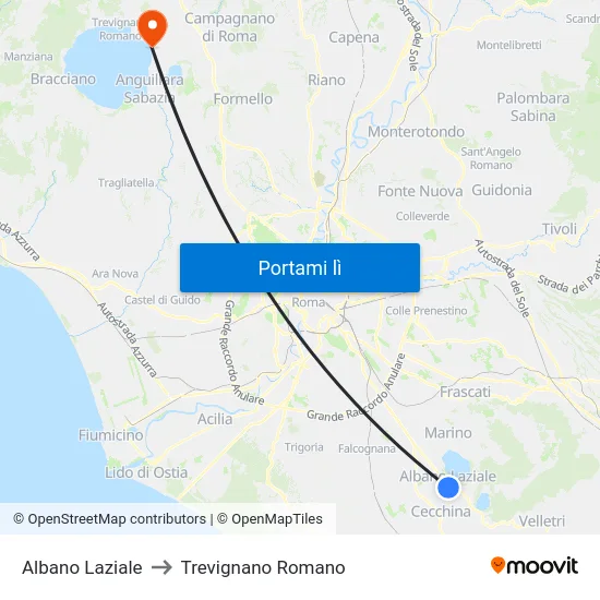 Albano Laziale to Trevignano Romano map