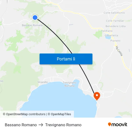 Bassano Romano to Trevignano Romano map